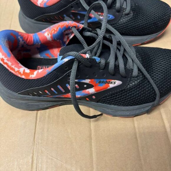 7.5 kids unisex brooks black blue orange running shoes - Picture 2 of 7